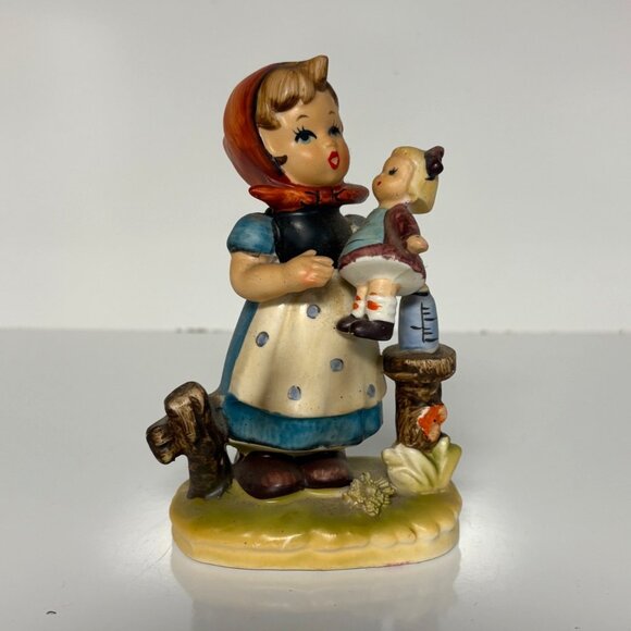 Girl Holding Doll Figurine Ceramic Hand Painted Japan Vintage Collectible Decor - Picture 1 of 7